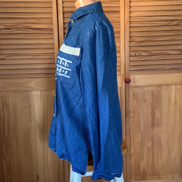 ST GERMAIN PARIS MADE IN USA DENIM SHIRT JACKET COSTAL GRANDMA CHIC VINTAGE Med - Picture 6 of 11
